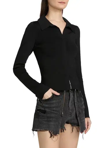 Alexander Wang Women's Fixed Polo Sweater - Black | Thumbnail 4 Alexander Wang Women's Fixed Polo Sweater - Black | Thumbnail 4