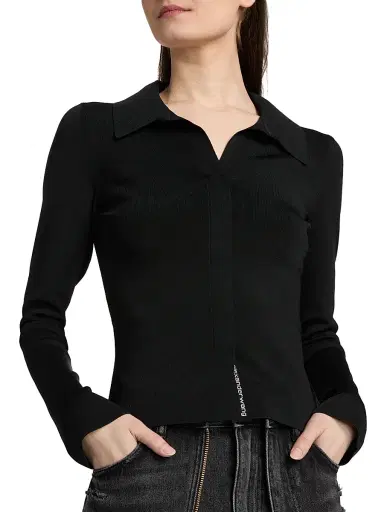 Alexander Wang Women's Fixed Polo Sweater - Black | Thumbnail 6 Alexander Wang Women's Fixed Polo Sweater - Black | Thumbnail 6