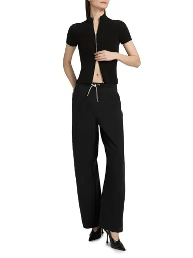 Alexander Wang Women's Zip-Front Short-Sleeve Rashguard Top - Black | Thumbnail 2 Alexander Wang Women's Zip-Front Short-Sleeve Rashguard Top - Black | Thumbnail 2