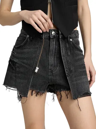 Alexander Wang Women's Distressed Double-Layer Skort - Grey Aged | Thumbnail 6 Alexander Wang Women's Distressed Double-Layer Skort - Grey Aged | Thumbnail 6