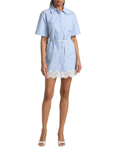 Simkhai Women's Contrast Lace-Trim Poplin Mini-Shirtdress | Thumbnail 2 Simkhai Women's Contrast Lace-Trim Poplin Mini-Shirtdress | Thumbnail 2