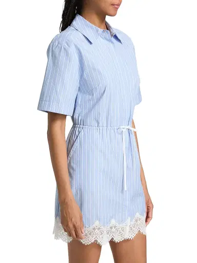 Simkhai Women's Contrast Lace-Trim Poplin Mini-Shirtdress | Thumbnail 4 Simkhai Women's Contrast Lace-Trim Poplin Mini-Shirtdress | Thumbnail 4