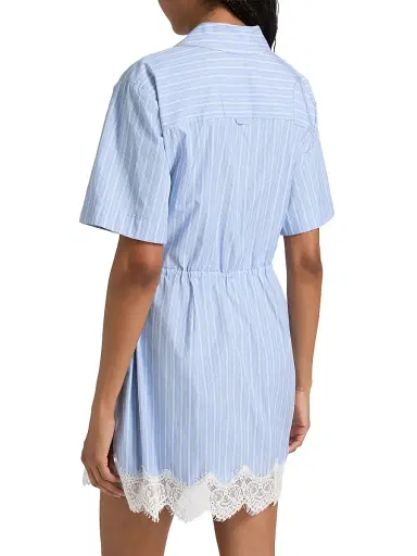 Simkhai Women's Contrast Lace-Trim Poplin Mini-Shirtdress | Thumbnail 5 Simkhai Women's Contrast Lace-Trim Poplin Mini-Shirtdress | Thumbnail 5