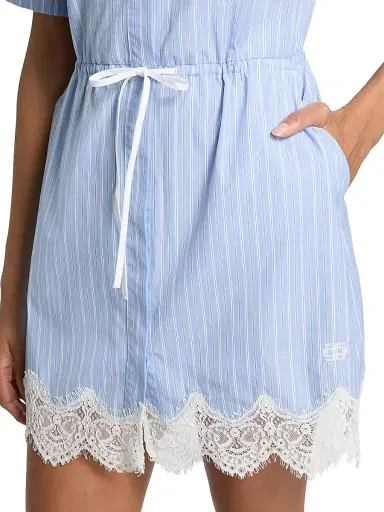 Simkhai Women's Contrast Lace-Trim Poplin Mini-Shirtdress | Thumbnail 6 Simkhai Women's Contrast Lace-Trim Poplin Mini-Shirtdress | Thumbnail 6