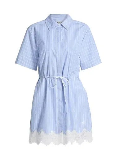 Simkhai Women's Contrast Lace-Trim Poplin Mini-Shirtdress | Thumbnail 1 Simkhai Women's Contrast Lace-Trim Poplin Mini-Shirtdress | Thumbnail 1