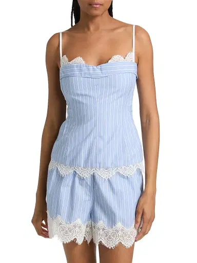 Simkhai Women's Contrast Lace-Trim Poplin Bustier Top | Thumbnail 3 Simkhai Women's Contrast Lace-Trim Poplin Bustier Top | Thumbnail 3