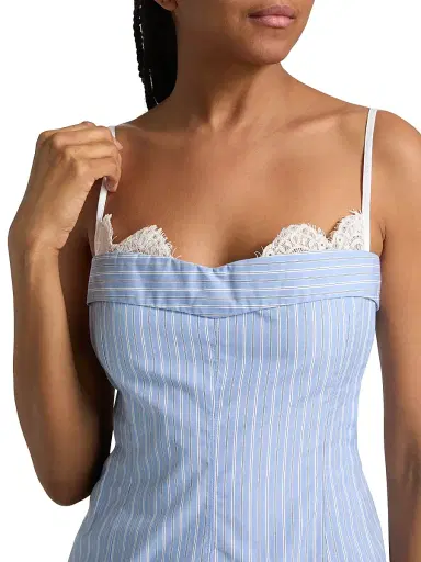 Simkhai Women's Contrast Lace-Trim Poplin Bustier Top | Thumbnail 6 Simkhai Women's Contrast Lace-Trim Poplin Bustier Top | Thumbnail 6