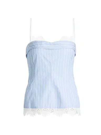 Simkhai Women's Contrast Lace-Trim Poplin Bustier Top | Thumbnail 1 Simkhai Women's Contrast Lace-Trim Poplin Bustier Top | Thumbnail 1