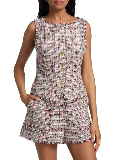 Cinq à Sept Women's Carmen Wildflower Tweed Vest - Ivory Multi | Thumbnail 3 Cinq à Sept Women's Carmen Wildflower Tweed Vest - Ivory Multi | Thumbnail 3