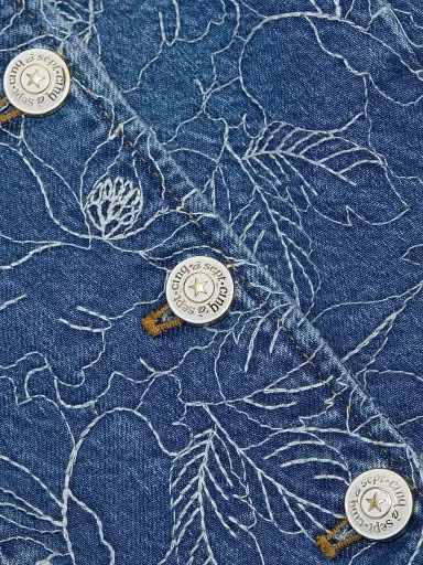 Cinq à Sept Women's Camen Garden Doodle Denim Vest - Salt Breeze White - Size XL | Thumbnail 7 Cinq à Sept Women's Camen Garden Doodle Denim Vest - Salt Breeze White - Size XL | Thumbnail 7