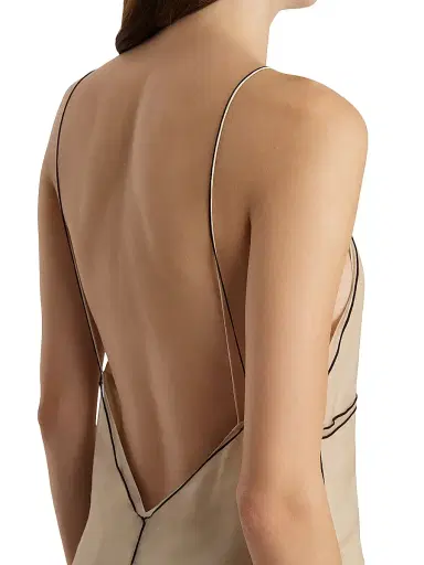 Khaite Women's Timy Contrast-Trim Silk Top - Tea Stain | Thumbnail 6 Khaite Women's Timy Contrast-Trim Silk Top - Tea Stain | Thumbnail 6
