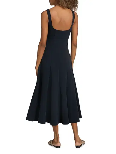 Vince Women's Square Neck Seamed Midi-Dress - Eclipse | Thumbnail 5 Vince Women's Square Neck Seamed Midi-Dress - Eclipse | Thumbnail 5
