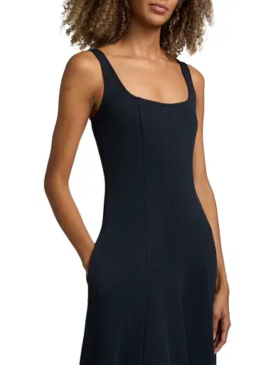 Vince Women's Square Neck Seamed Midi-Dress - Eclipse | Thumbnail 6 Vince Women's Square Neck Seamed Midi-Dress - Eclipse | Thumbnail 6