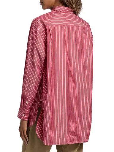Nili Lotan Women's Yorke Striped Relaxed Button-Front Shirt - Red And White Stripe - Size Large | Thumbnail 5 Nili Lotan Women's Yorke Striped Relaxed Button-Front Shirt - Red And White Stripe - Size Large | Thumbnail 5