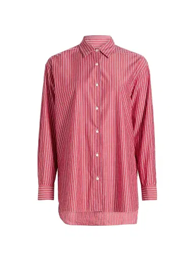 Nili Lotan Women's Yorke Striped Relaxed Button-Front Shirt - Red And White Stripe - Size Large | Thumbnail 1 Nili Lotan Women's Yorke Striped Relaxed Button-Front Shirt - Red And White Stripe - Size Large | Thumbnail 1