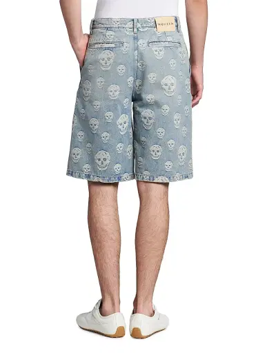 McQueen Men's Skull Sailor Denim Shorts - Blue Washed | Thumbnail 5 McQueen Men's Skull Sailor Denim Shorts - Blue Washed | Thumbnail 5