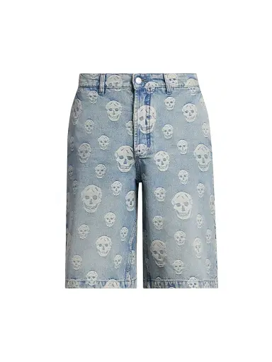 McQueen Men's Skull Sailor Denim Shorts - Blue Washed | Thumbnail 1 McQueen Men's Skull Sailor Denim Shorts - Blue Washed | Thumbnail 1