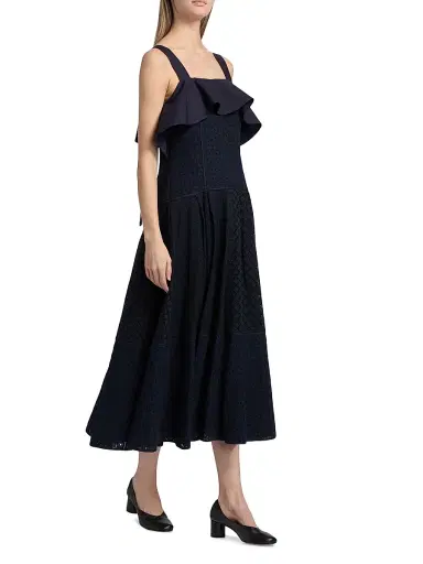 3.1 Phillip Lim Women's Broderie Anglaise Patchwork Midi-Dress - Midnight - Size 12 | Thumbnail 4 3.1 Phillip Lim Women's Broderie Anglaise Patchwork Midi-Dress - Midnight - Size 12 | Thumbnail 4
