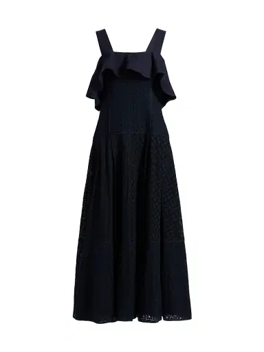 3.1 Phillip Lim Women's Broderie Anglaise Patchwork Midi-Dress - Midnight - Size 12 | Thumbnail 1 3.1 Phillip Lim Women's Broderie Anglaise Patchwork Midi-Dress - Midnight - Size 12 | Thumbnail 1