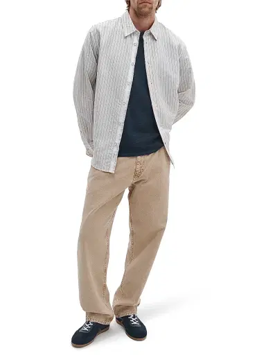 rag & bone Men's Finch Striped Linen-Cotton Shirt - Pale Tusk | Thumbnail 2 rag & bone Men's Finch Striped Linen-Cotton Shirt - Pale Tusk | Thumbnail 2