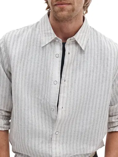 rag & bone Men's Finch Striped Linen-Cotton Shirt - Pale Tusk | Thumbnail 5 rag & bone Men's Finch Striped Linen-Cotton Shirt - Pale Tusk | Thumbnail 5