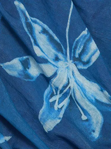 AMUR Women's Isola Draped Floral Denim Minidress - Cyanotype | Thumbnail 7 AMUR Women's Isola Draped Floral Denim Minidress - Cyanotype | Thumbnail 7
