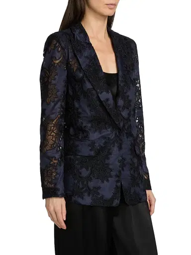Ungaro Women's Cornelia Lace Cut-Out Jacket - Midnight - Size XL | Thumbnail 4 Ungaro Women's Cornelia Lace Cut-Out Jacket - Midnight - Size XL | Thumbnail 4