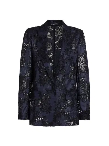 Ungaro Women's Cornelia Lace Cut-Out Jacket - Midnight - Size XL | Thumbnail 1 Ungaro Women's Cornelia Lace Cut-Out Jacket - Midnight - Size XL | Thumbnail 1