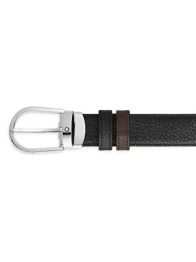 Montblanc Men's Horseshoe Reversible Leather Belt - Black | Thumbnail 2 Montblanc Men's Horseshoe Reversible Leather Belt - Black | Thumbnail 2