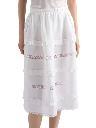 Prada Women's Embroidered Linen Skirt - White | Thumbnail 2 Prada Women's Embroidered Linen Skirt - White | Thumbnail 2