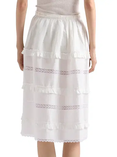 Prada Women's Embroidered Linen Skirt - White | Thumbnail 3 Prada Women's Embroidered Linen Skirt - White | Thumbnail 3