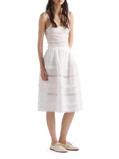 Prada Women's Embroidered Linen Skirt - White | Thumbnail 5 Prada Women's Embroidered Linen Skirt - White | Thumbnail 5