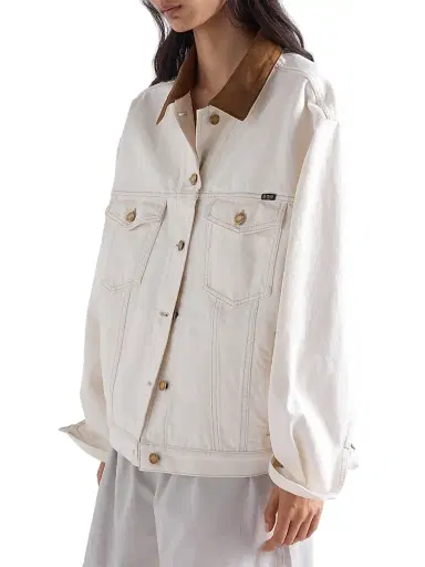 Prada Women's Old Denim Blouson Jacket - White | Thumbnail 3 Prada Women's Old Denim Blouson Jacket - White | Thumbnail 3