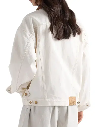 Prada Women's Old Denim Blouson Jacket - White | Thumbnail 4 Prada Women's Old Denim Blouson Jacket - White | Thumbnail 4