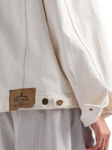Prada Women's Old Denim Blouson Jacket - White | Thumbnail 5 Prada Women's Old Denim Blouson Jacket - White | Thumbnail 5