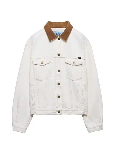 Prada Women's Old Denim Blouson Jacket - White | Thumbnail 1 Prada Women's Old Denim Blouson Jacket - White | Thumbnail 1