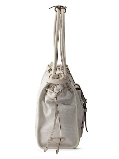 Prada Women's Bonnie Printed Linen and Leather Top Handle Bag - White | Thumbnail 3 Prada Women's Bonnie Printed Linen and Leather Top Handle Bag - White | Thumbnail 3