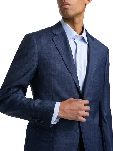 Emporio Armani Men's Windowpane Plaid Single-Breasted Wool Suit - High Blue | Thumbnail 6 Emporio Armani Men's Windowpane Plaid Single-Breasted Wool Suit - High Blue | Thumbnail 6