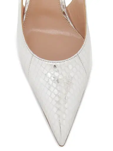 Gianvito Rossi Women's 95MM Snakeskin-Embossed Leather Slingback Pumps - Silver | Thumbnail 4 Gianvito Rossi Women's 95MM Snakeskin-Embossed Leather Slingback Pumps - Silver | Thumbnail 4