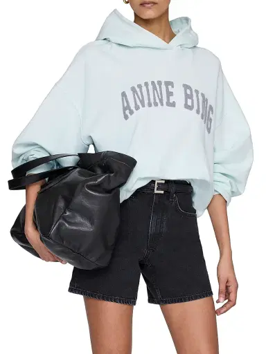 Anine Bing Women's Harvey Logo Hoodie - Green | Thumbnail 3 Anine Bing Women's Harvey Logo Hoodie - Green | Thumbnail 3