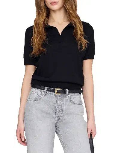 Anine Bing Women's Moni Johnny Collar Polo Sweater | Thumbnail 3 Anine Bing Women's Moni Johnny Collar Polo Sweater | Thumbnail 3