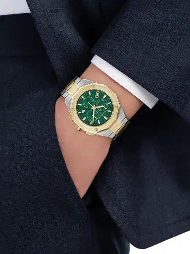 FERRAGAMO Men's Gancini Goldtone & Silvertone Ion-Plated Stainless Steel Bracelet Watch/42MM - Two Tone Green Dial | Thumbnail 2 FERRAGAMO Men's Gancini Goldtone & Silvertone Ion-Plated Stainless Steel Bracelet Watch/42MM - Two Tone Green Dial | Thumbnail 2