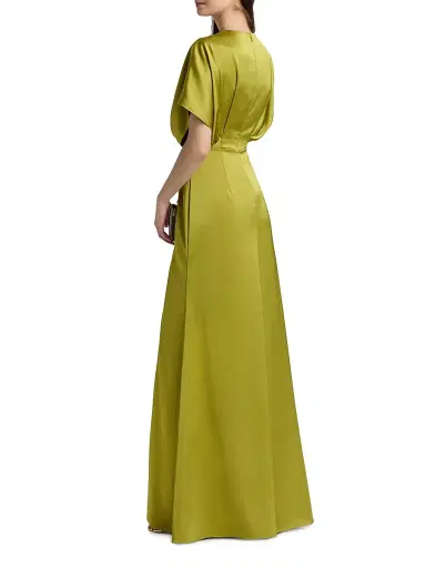Theia Women's Fern Draped Satin Keyhole Gown - Peridot | Thumbnail 5 Theia Women's Fern Draped Satin Keyhole Gown - Peridot | Thumbnail 5