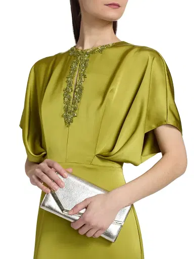 Theia Women's Fern Draped Satin Keyhole Gown - Peridot | Thumbnail 6 Theia Women's Fern Draped Satin Keyhole Gown - Peridot | Thumbnail 6
