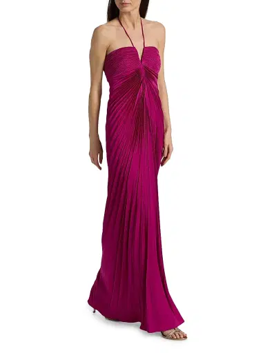 AMUR Women's Ionea Pleated Halterneck Gown - Nectar | Thumbnail 2 AMUR Women's Ionea Pleated Halterneck Gown - Nectar | Thumbnail 2