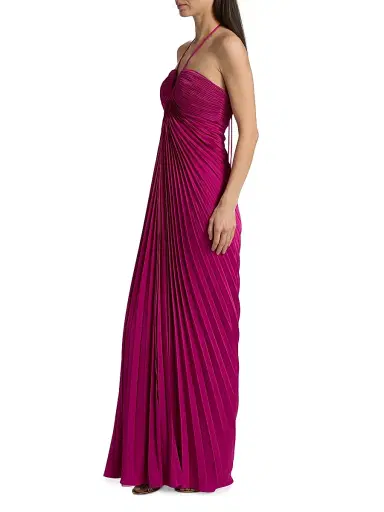 AMUR Women's Ionea Pleated Halterneck Gown - Nectar | Thumbnail 4 AMUR Women's Ionea Pleated Halterneck Gown - Nectar | Thumbnail 4