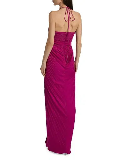 AMUR Women's Ionea Pleated Halterneck Gown - Nectar | Thumbnail 5 AMUR Women's Ionea Pleated Halterneck Gown - Nectar | Thumbnail 5
