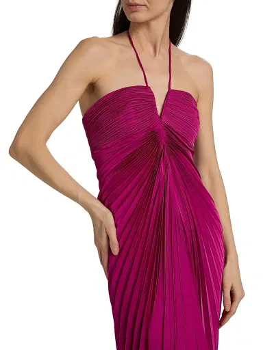 AMUR Women's Ionea Pleated Halterneck Gown - Nectar | Thumbnail 6 AMUR Women's Ionea Pleated Halterneck Gown - Nectar | Thumbnail 6