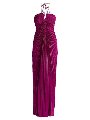 AMUR Women's Ionea Pleated Halterneck Gown - Nectar | Thumbnail 1 AMUR Women's Ionea Pleated Halterneck Gown - Nectar | Thumbnail 1