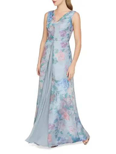Kay Unger Women's Merida Floral Organza A-Line Gown - Spring Mist | Thumbnail 3 Kay Unger Women's Merida Floral Organza A-Line Gown - Spring Mist | Thumbnail 3